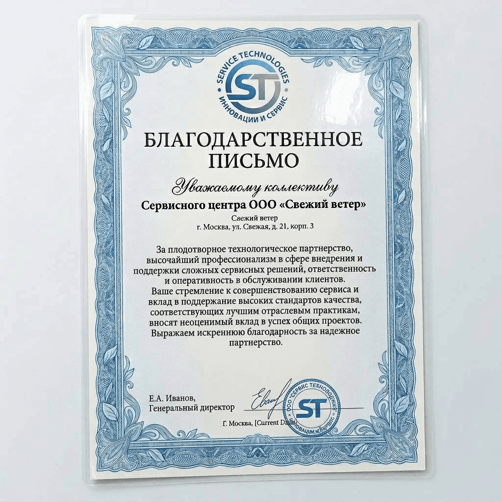 Благодарность от Toshiba Technologies